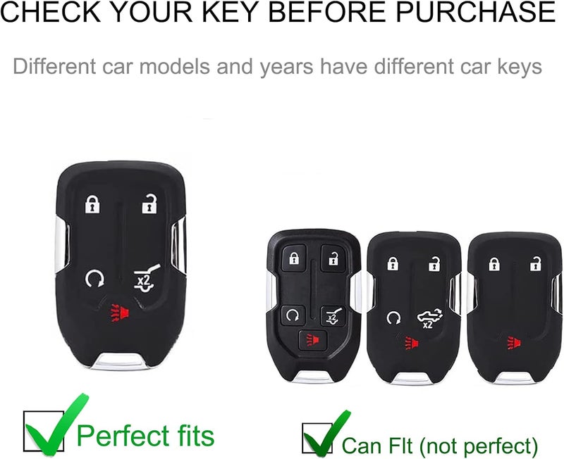 CACARLIKE for GMC Key Fob Cover with Leather Lanyard, Car Key Fob Case Compatible with Chevy Silverado GMC Sierra 1500 2500HD 3500HD Terrain Acadia Smart Key Protector Holder - Image 2